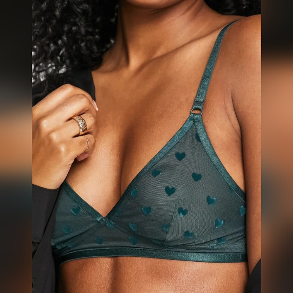Heart Mesh Green Lingerie Set